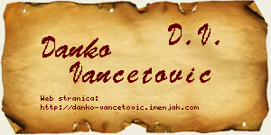 Danko Vančetović vizit kartica